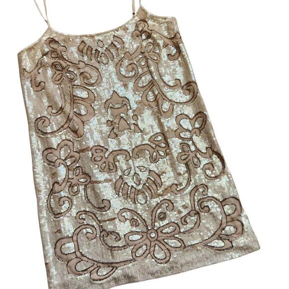 Anthropologie Needle & Thread Mini Dress 10 Sequins Flapper New Years Formal Wed - Picture 1 of 5